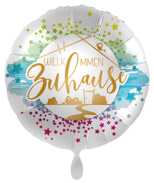 Folienballon - Willkommen Zuhause, bunt - ø 43cm